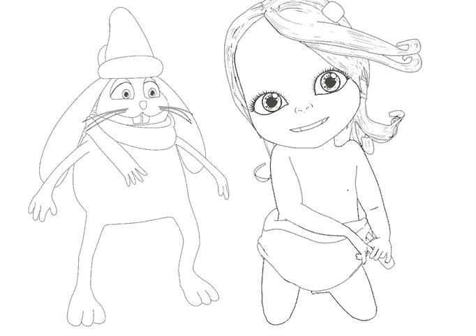 coloriage bebe lilly et son ami le lapin